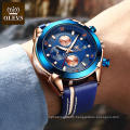 2020  Men Sport  WristWatch Luxury OLEVS Brand  Power Reserve Digital Analog Watch For Men PU Leather  Strap Male Clock